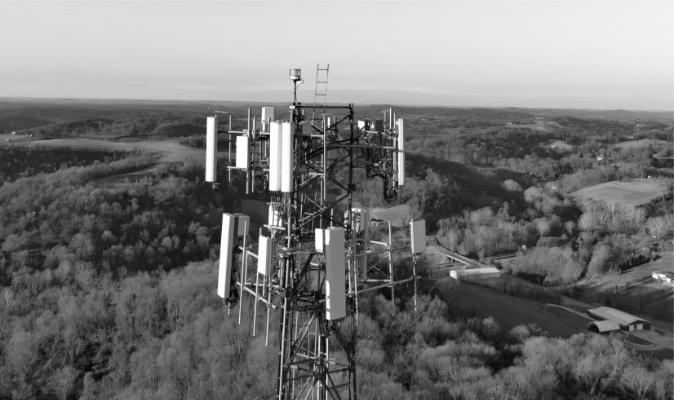 Top of cellular tower. Charleroi. Pennsylvania (black & white)