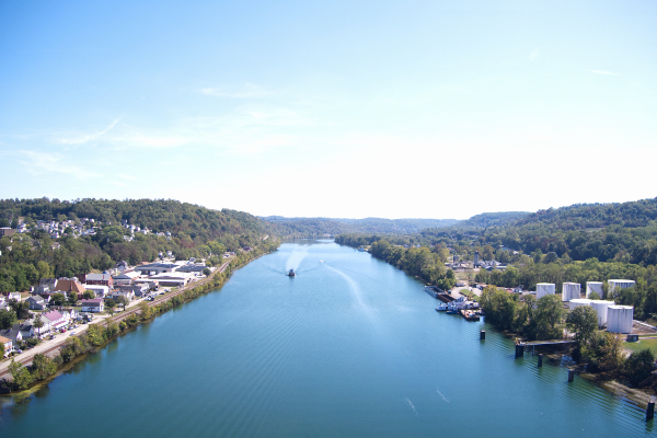 Monongahela River facing south. Speers, Pennsylvania (color)