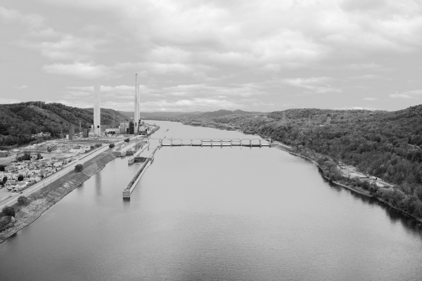 New Cumberland Lock & Dam. Stratton, Ohio (black & white)